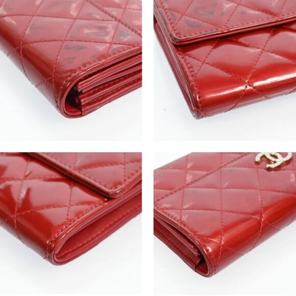 AUTHENTIC CHANEL Wallet Coco Mark Purse Patent Leather Red bsj358-121125 - Picture 8 of 16